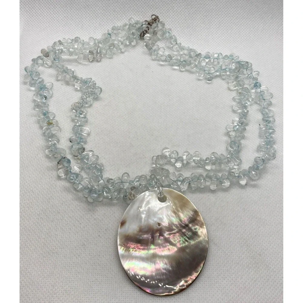 LUC Lucas Lameth‎ Ice Blue Crystal 18''- 19'' Necklace Sterling 925 Silver 67g